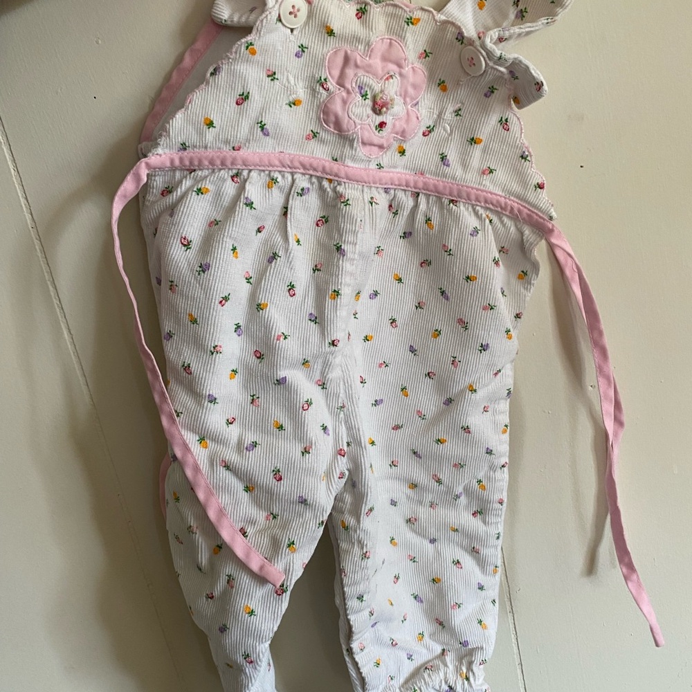 Floral Pink Kids One Piece Footie vintage corduroy